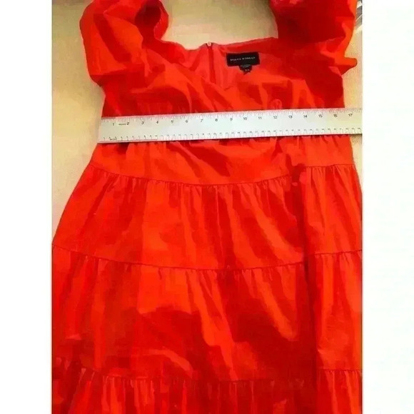 Donna Morgan Colorblock Tiered Trapeze Midi Dress Pink Orange Size 6 Maxi - Picture 8 of 12